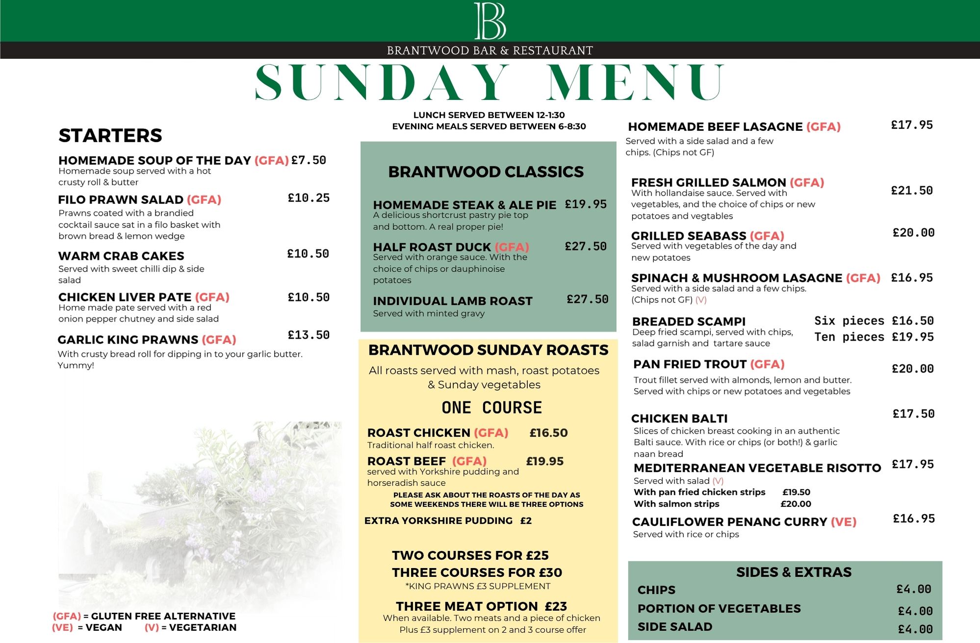 Sunday Menu Oct 2025